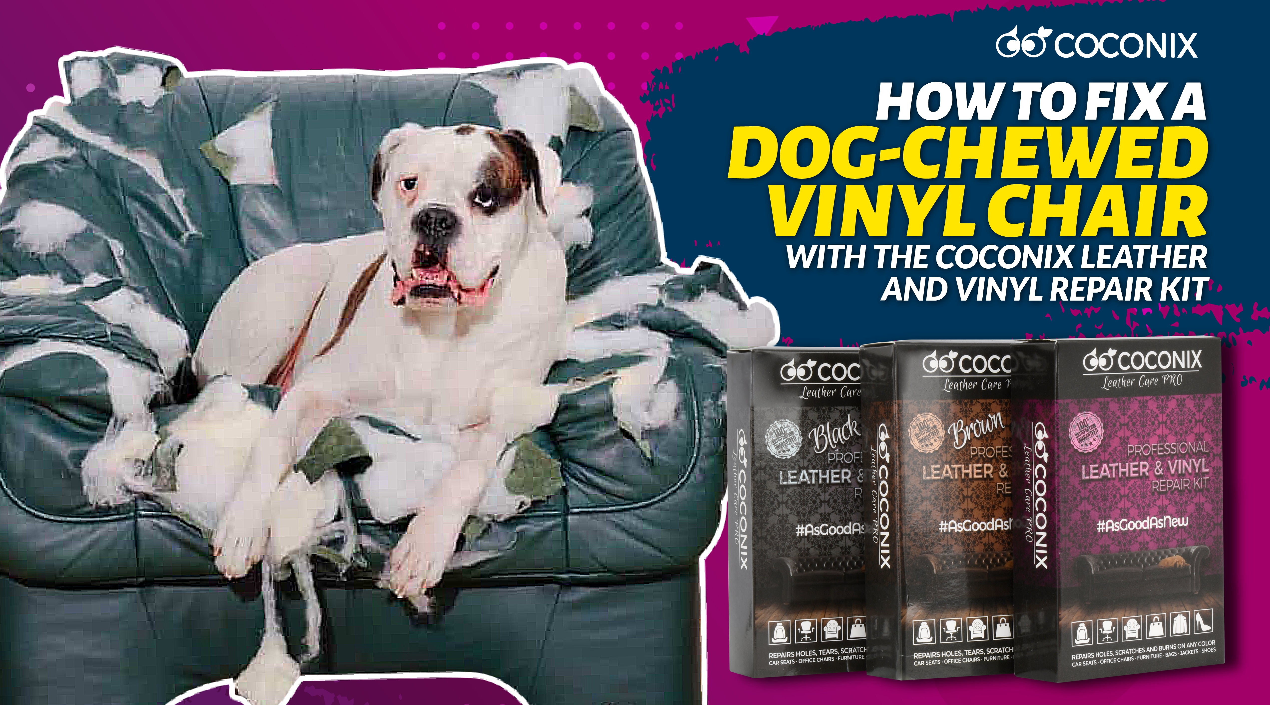 How to fix a dog-chewed vinyl chair with the Coconix Leather and