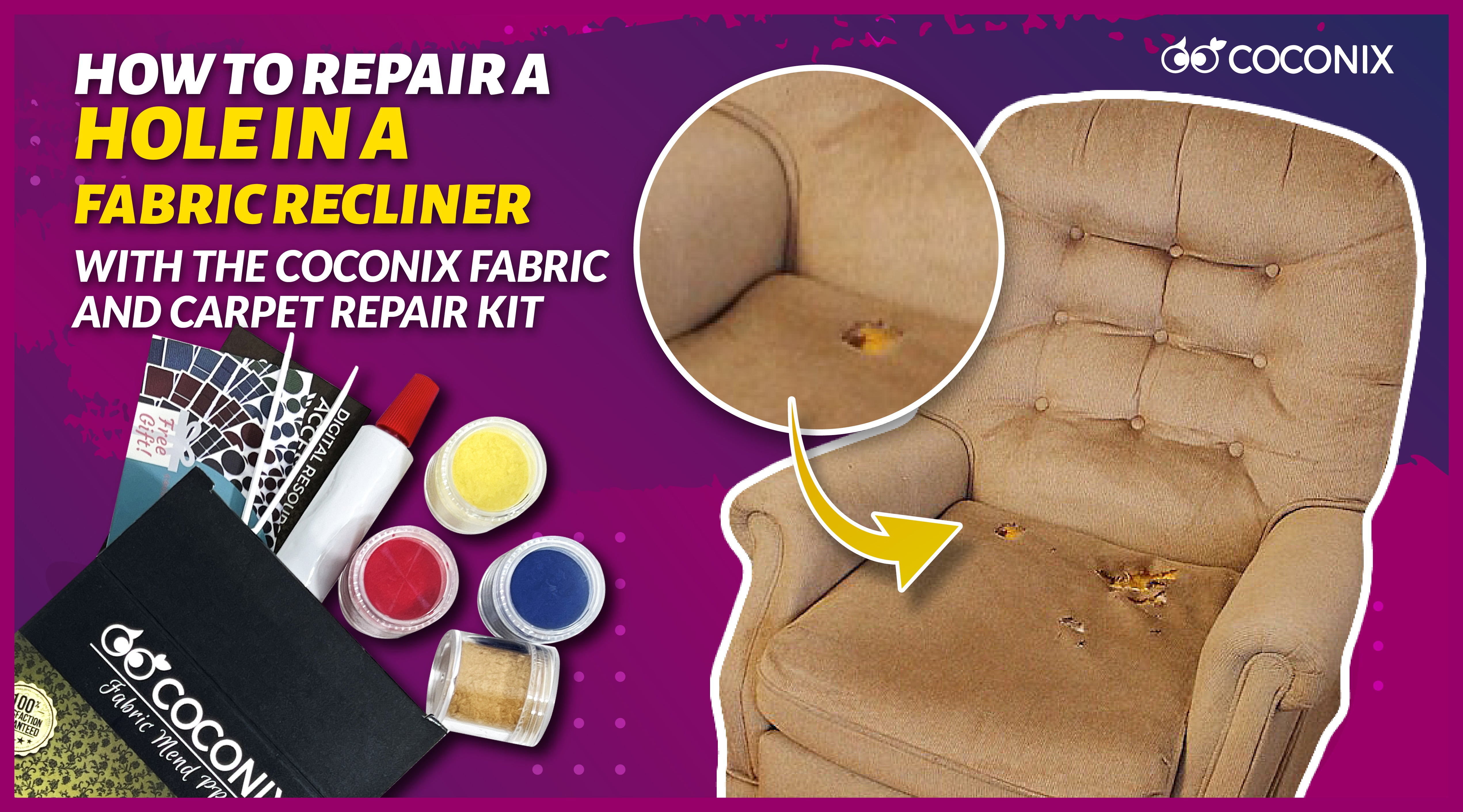 How to repair a cut in a leather armchair using the Coconix Leather an