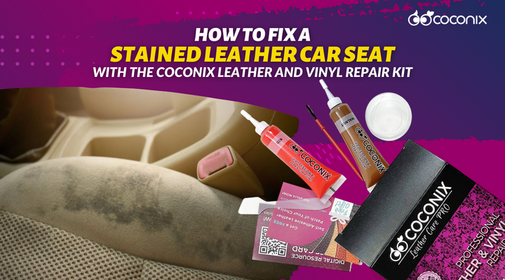 How to fix a stained leather car seat with the Coconix Leather and Vinyl Repair Kit