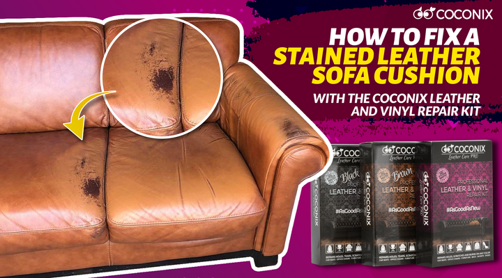 How to fix a stained leather sofa cushion with the Coconix Leather and Vinyl Repair Kit