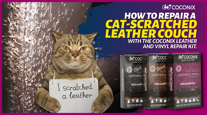 How to repair a cat-scratched leather couch with the Coconix Leather and Vinyl Repair Kit.