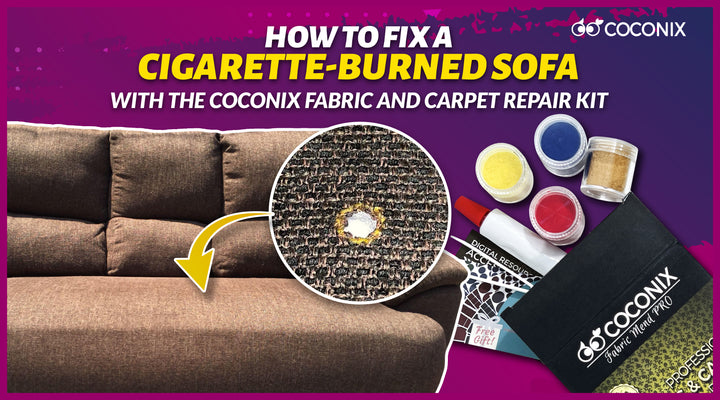 How to fix a cigarette-burned sofa with the Coconix Fabric and Carpet Repair Kit