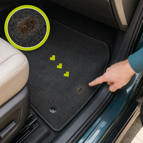 How to repair a cigarette burn in a car floor mat?