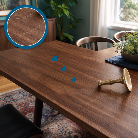 How to repair a scratched wooden dining table?