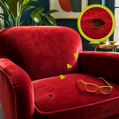 How to repair a burn mark on a velvet armchair?