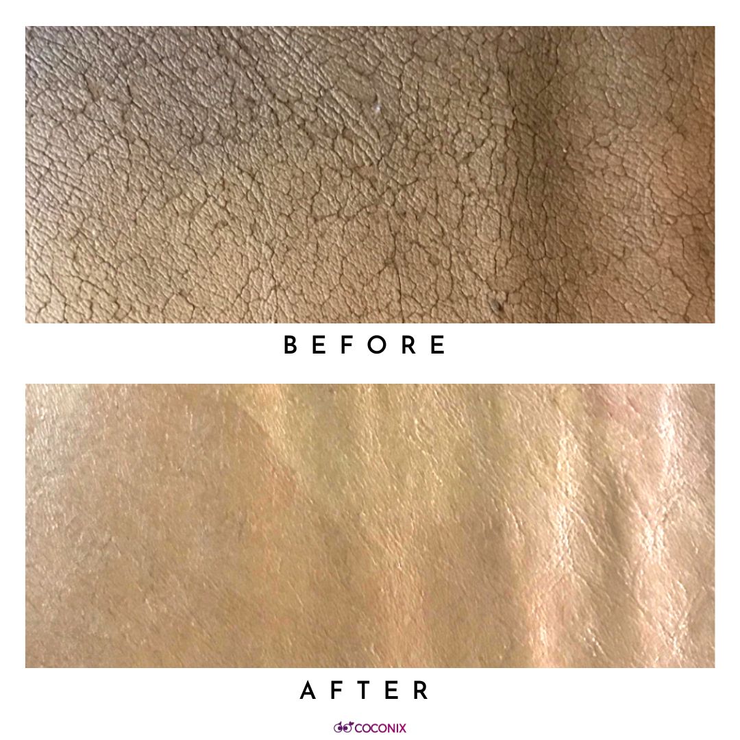 Leather sofa and recliner repair before and after