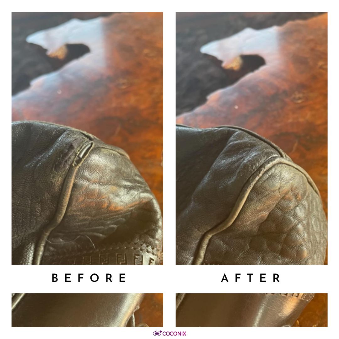 Leather designer bag restoration before and after