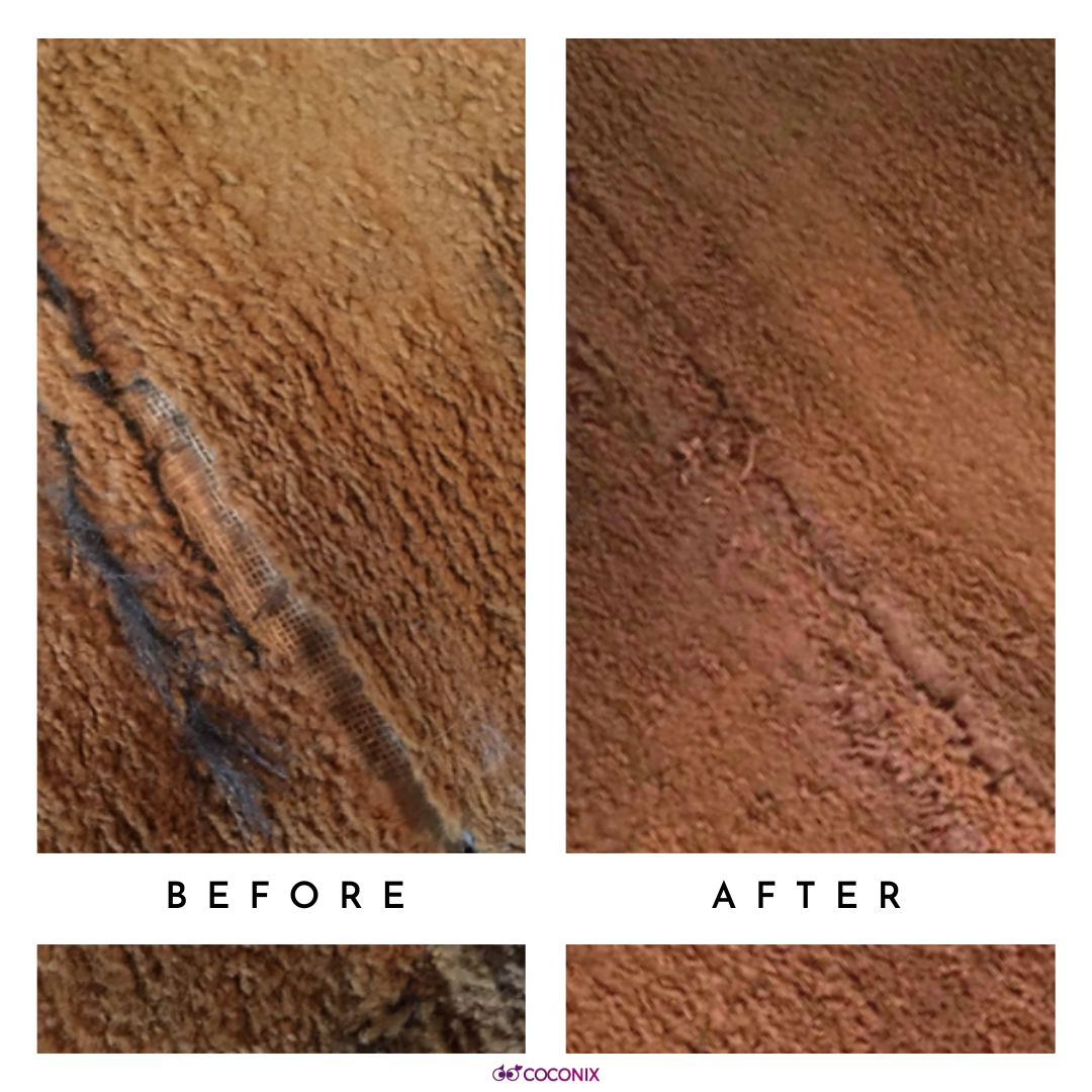 Pet-damaged carpet repair before and after