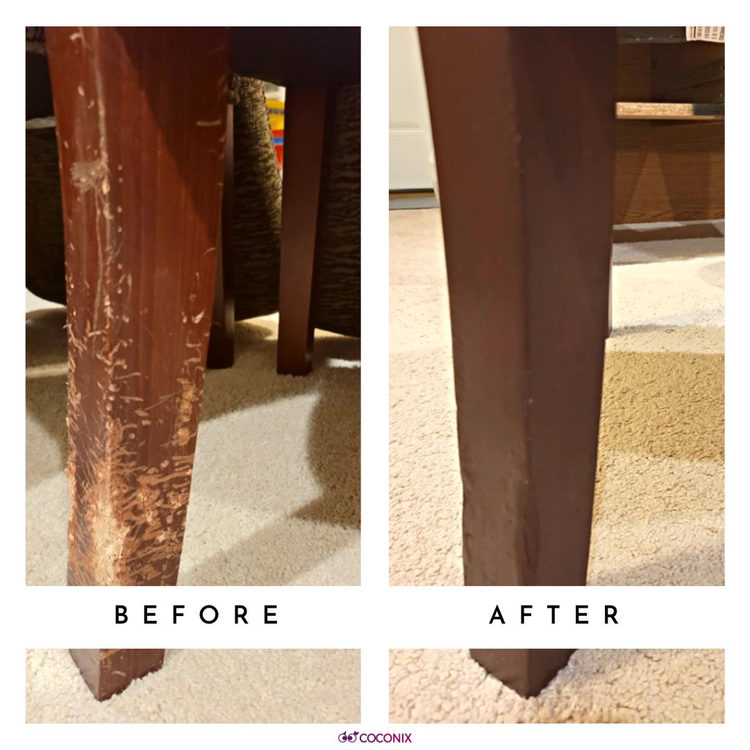 Dining chair repair before and after