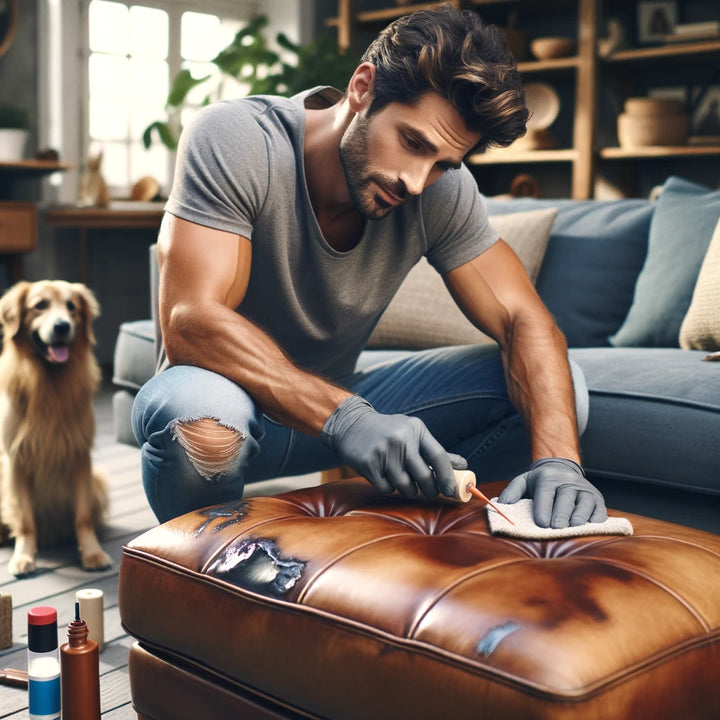 How to repair a dog-scratched leather ottoman