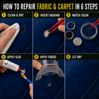 How to repair fabric and carpet damage in six steps with the Coconix Fabric & Carpet Repair Kit
