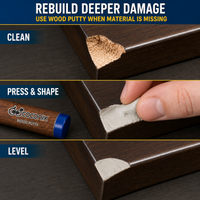 Rebuild deeper missing wood damage with Coconix Wood Putty