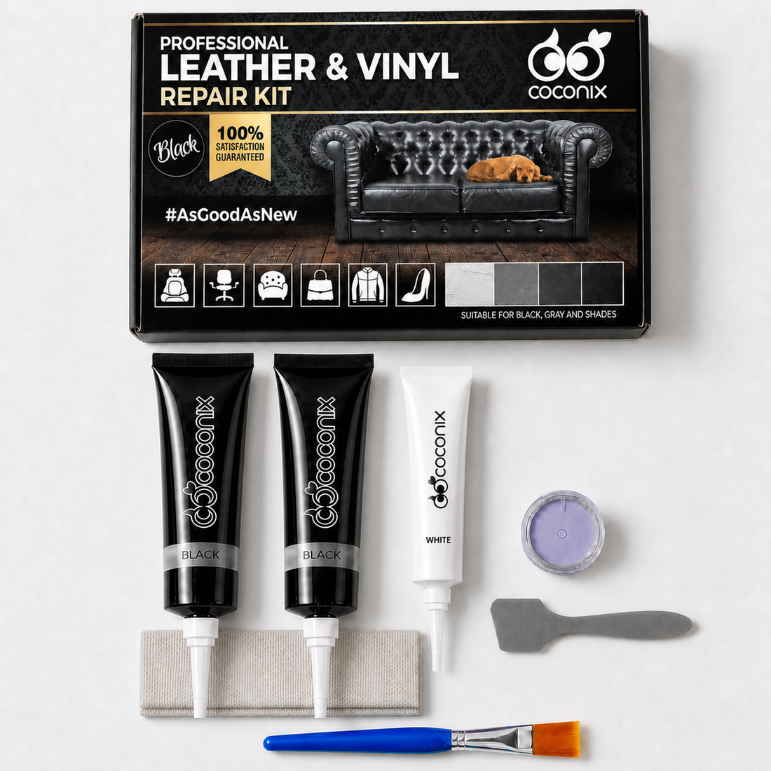 Coconix Leather and Vinyl Repair Kit - Black and Shades