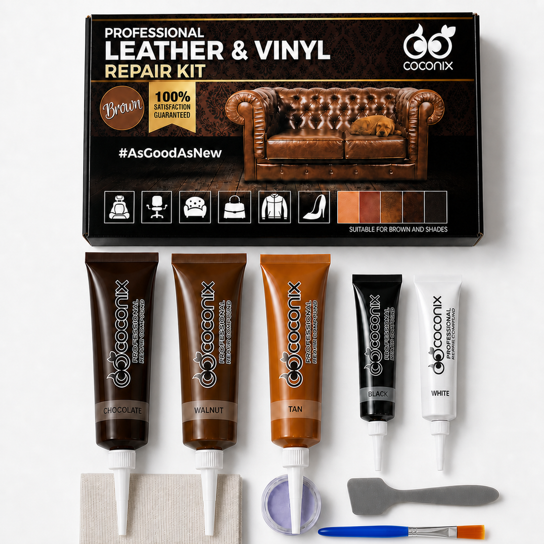 Coconix Leather and Vinyl Repair Kit - Brown and Shades