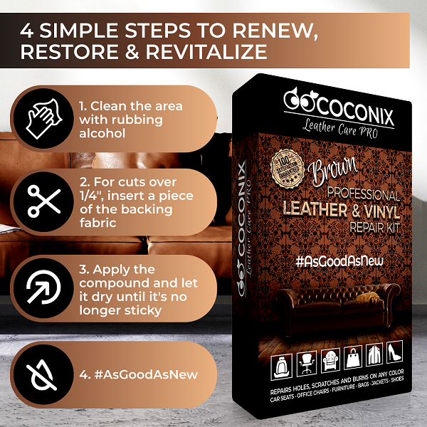 Coconix Brown Leather and Vinyl Repair Kit - New & Improved